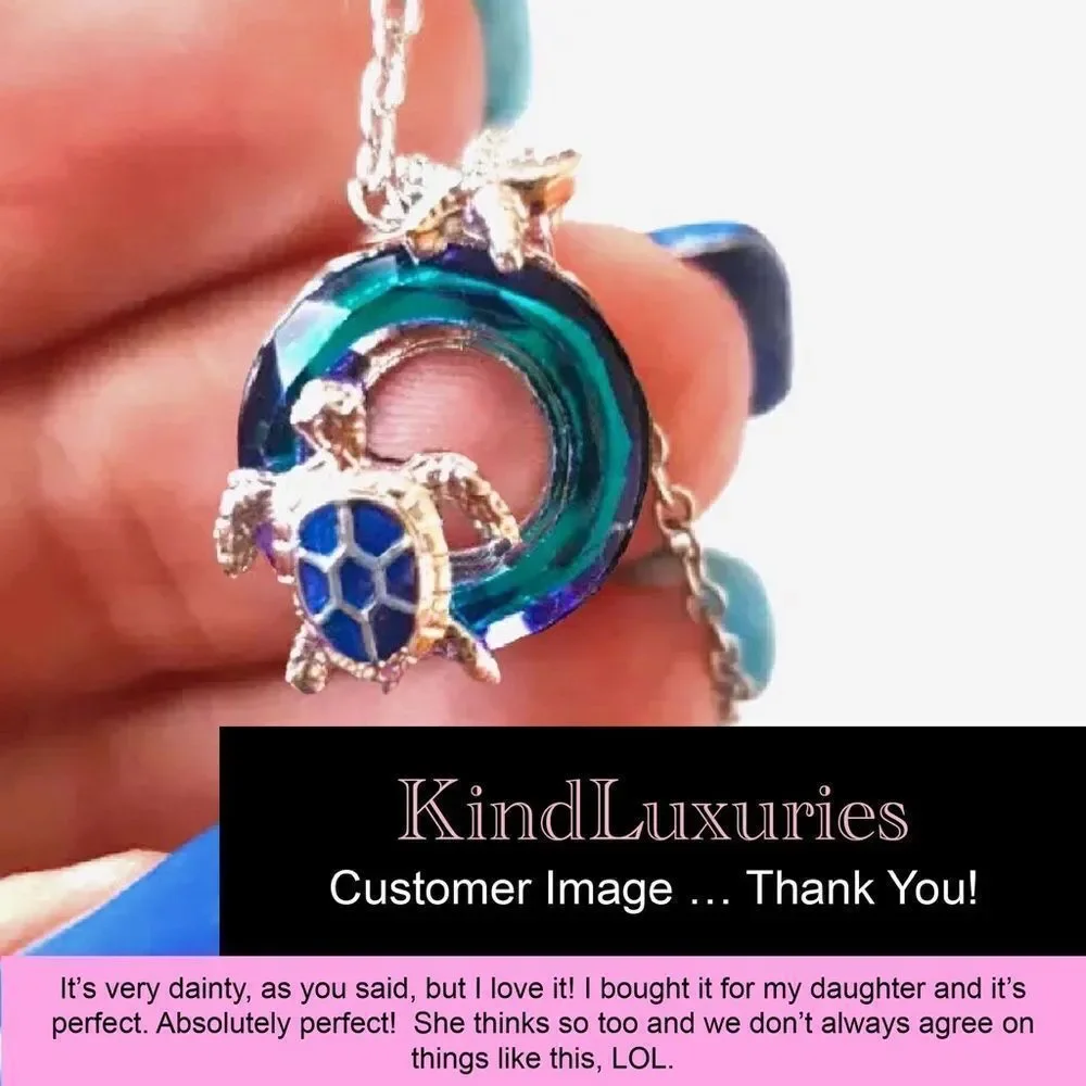 💎085💎 925‎ Sterling Silver Opal Turtle Necklace